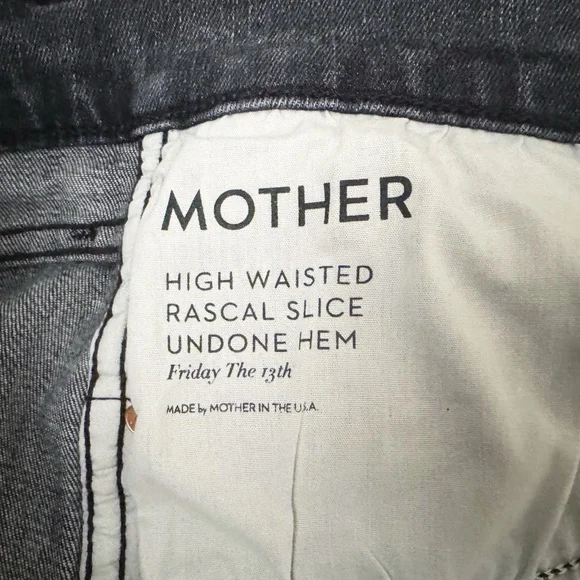 NWT Mother High Waisted Rascal Slice Undone Straight Leg Jeans Friday The 13th - Picture 7 of 11